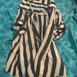 Ardene Black and White Striped Button Down Shirt